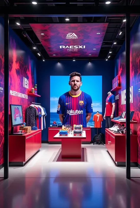 A view from the font of the fifa sports manjeri messi shop to the inside of the shop