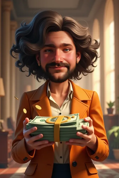 This character smile with money 