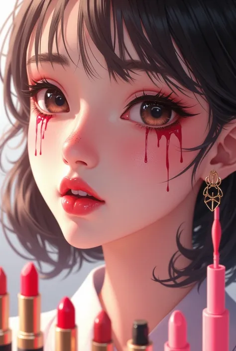 A lot makeup things . Anime pic look realistic 

