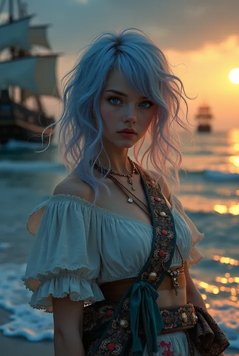 A very beautiful nativery Russian girl, facial features of russian with a sea gulls  by her side, masterpiece, casting ice magic spell sword weapons sculptured by casting,  highest quality, (solo focus), (perfect face:1.1), (high detail:1.1), (hyper detail...