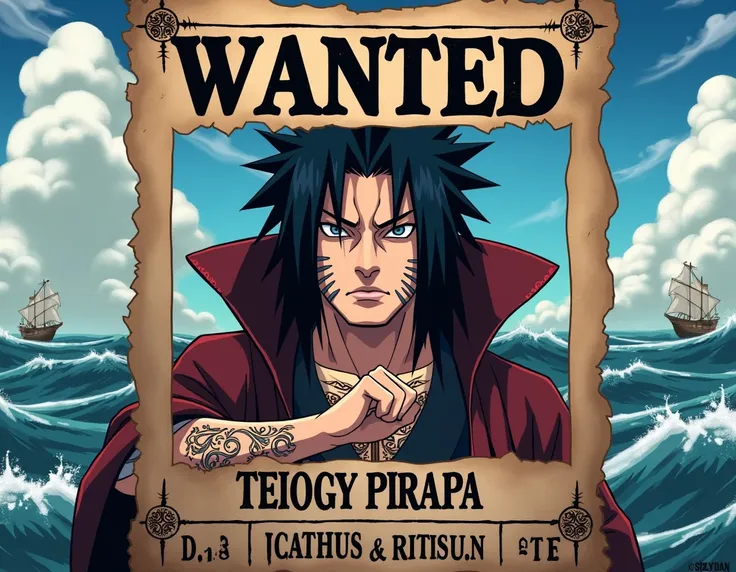 Madara Uchiha as Pirate Wanted Poster. (Naruto art style)