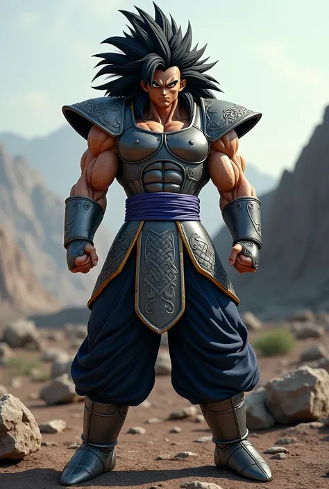  Create the Dragonball character z Radítz, em live action, with traditional Sayajin costume  ,  hyper realistic full body photo , 