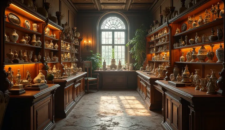  19th century antique store, hyper-realistic, photorealistic and cinematic  