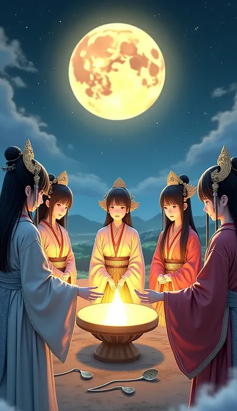 Moon fortune telling、Ancient Japanese gods、 fantasy、anime