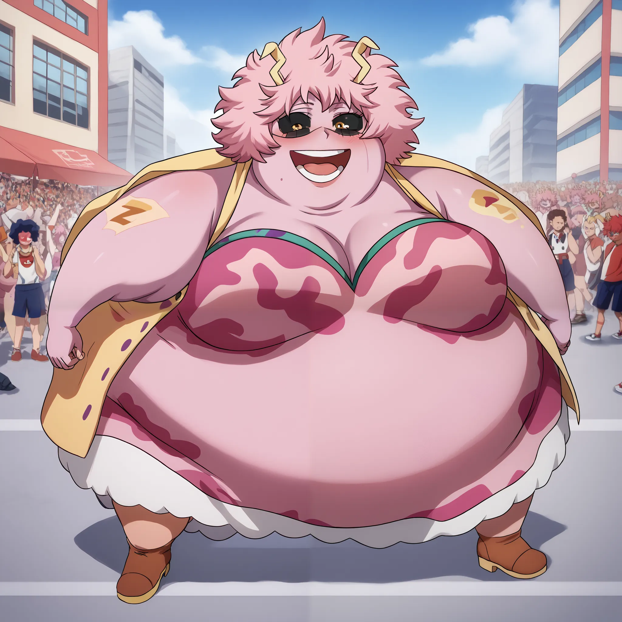 masterpiece,  best quality, high image quality, high res, mina ashido,  my hero academia ,  1 girl, smile, alone, day,  real sha...