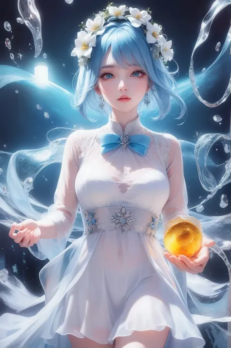 masterpiece, Beautiful, illustration, { Beautiful and detailed girl  },  beautiful and detailed aura, (War: 1.2), (Nuclear explosion behind: 1.3), rain, Detail Lighting, Detail water, ( beautiful and meticulous eyes : 1.1), No Expression, palace, Sky blue ...