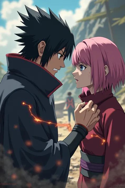 Sasuke uchiha punch sakura face 