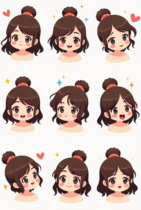 Create emojis of cute brunette girls and whole women. Salesman