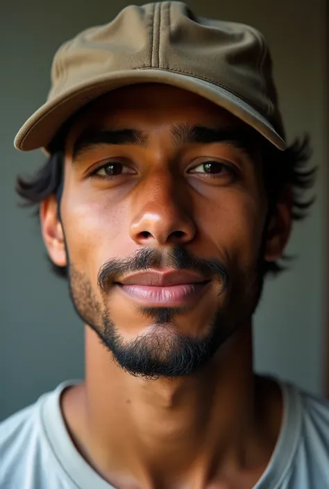 MAN WITH BROWN SKIN WEARING BASEBALL CAP