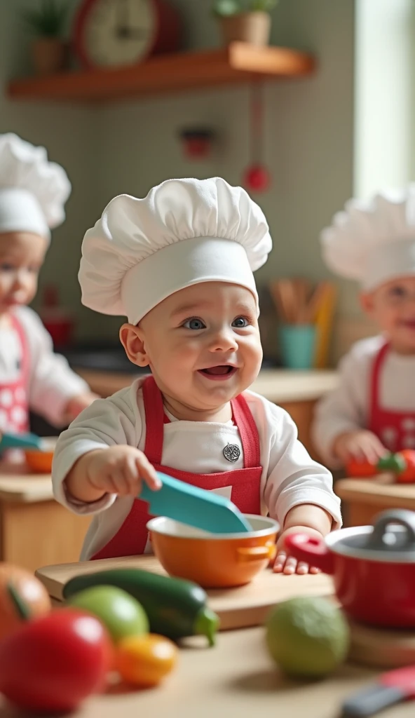 . Tiny Chef Theme: Babies ko chef outfits mein dress kar ke khilone waale kitchen mein pretend cooking karne dein