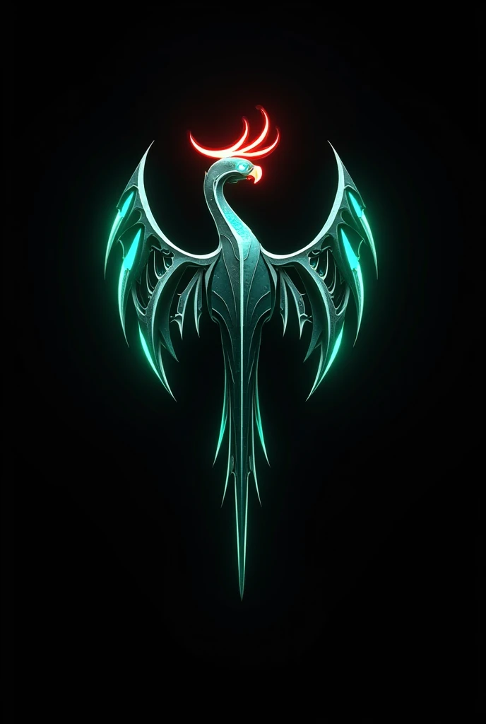 A minimalist and sleek 2D logo design inspired by the Kali Linux dragon, reimagined as a phoenix-like parrot. The parrot has a slender and elegant body with wings spread wide, resembling a phoenixs fiery and majestic posture. The design incorporates sharp,...