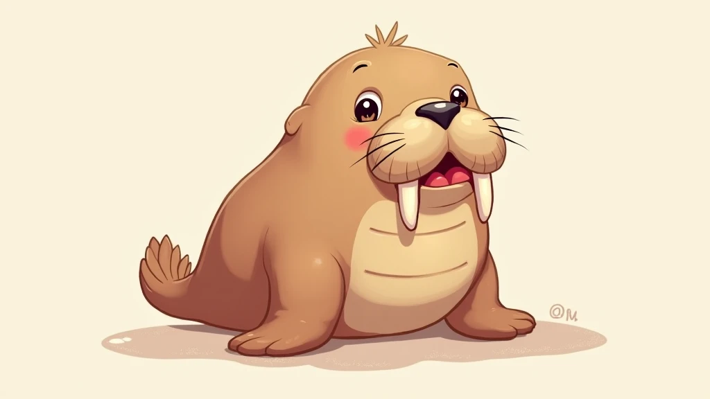 cute illustration of a walrus with a runny nose