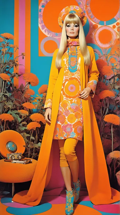 jugendstil 1960s psychedelic epic full body gogo clothes portrait by John Pitre and Marimekko, 1960s elements, California dreaming, serialism, upscaled, vintage, beautiful breathtaking fascinating elegant 
Multiple designs and colors, 1960s spirit, Bridget...