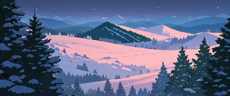 Christmas vibes ultrawide ,cozy ,lofi ,landscape ,forest ,mountain