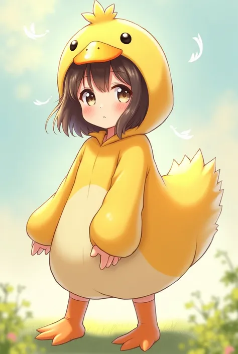 Anime Woman Wearing Duck Costume