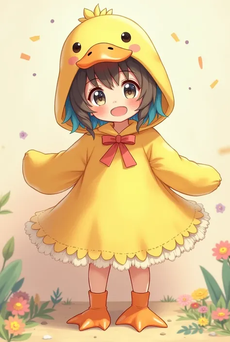 Anime Girl Wearing Pretty Duck Costume
