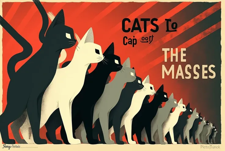 Constructivist poster with the inscription Cats to the masses 