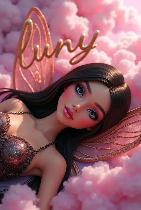 A beautiful fairy Barbie Style 3D With beautiful eyes color turquoise and long straight hair color dark brown she got the most incredible beauty like Angels her make up color pink,grey and cupper her lipstick pink so glossy and sparkling she got a beautifu...