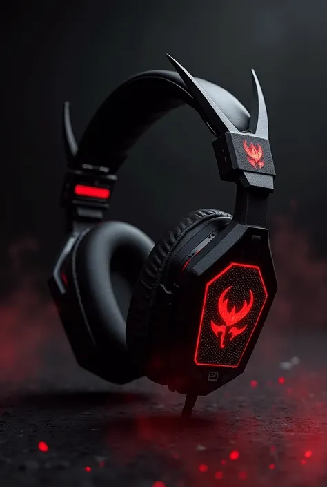 Headphones, black and red colour, devil