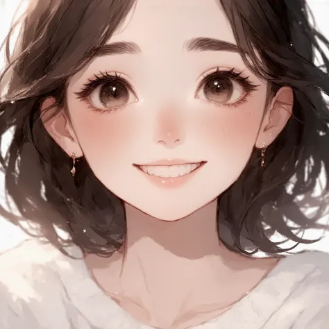  Please draw a picture of a super super cute girl，Super super cute ， Very innocent and happy to laugh 。Oval face，Dont be too naive，The eyes should be big