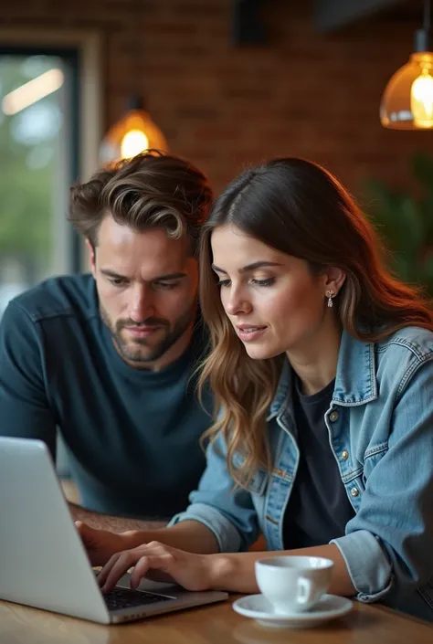 they are looking at a laptop screen together at a table, a picture by Rhea Carmi, pexels, visual art, photo taken with nikon d750, photo taken with nikon d 7 5 0, customers, marketing photo, cover shot, captured on canon eos r 6, candid picture, detailed s...