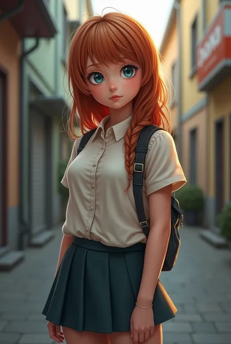 A  schoolgirl named Liliana from Poland who is shy with reddish blonde hair blue eyes small tits big vagina in clothes that are tight in real life