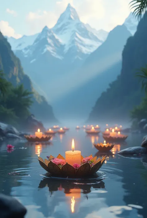 Image of floating kratong in the mountains