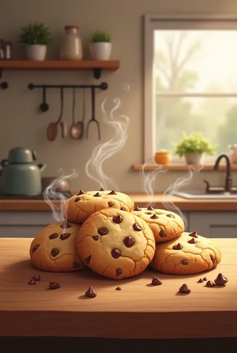 One day, a batch of warm, chocolate chip cookies was cooling on the kitchen counter