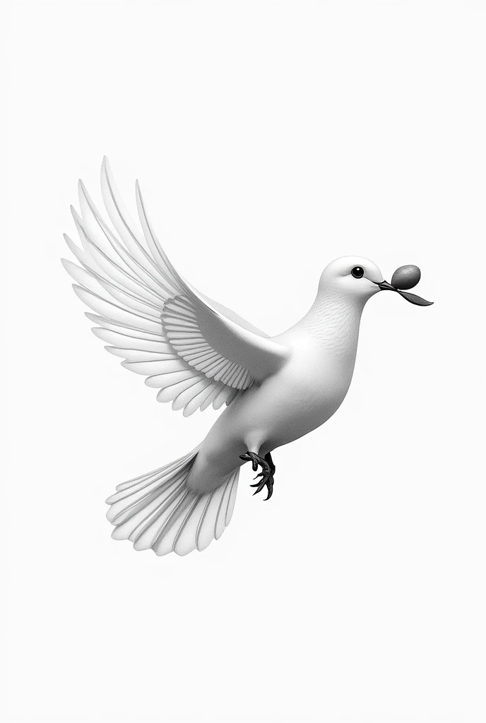 Draw a black and white picture of a Dove of Peace with an olive seed