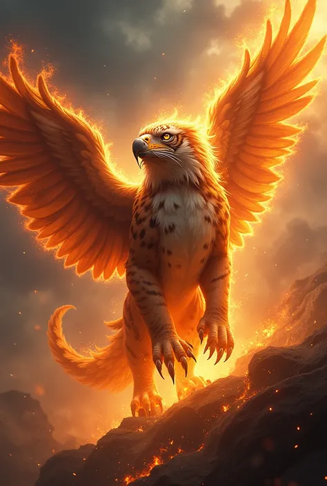 create a eagle and tiger combined realistic body.Who fire Fame.