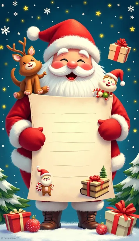  Create a template for a wish list for Santa Claus. It should be creative and look colorful . 