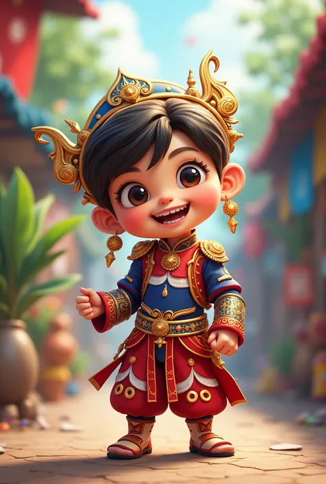 A person cartoon wearing an thai flag color costume stlye.