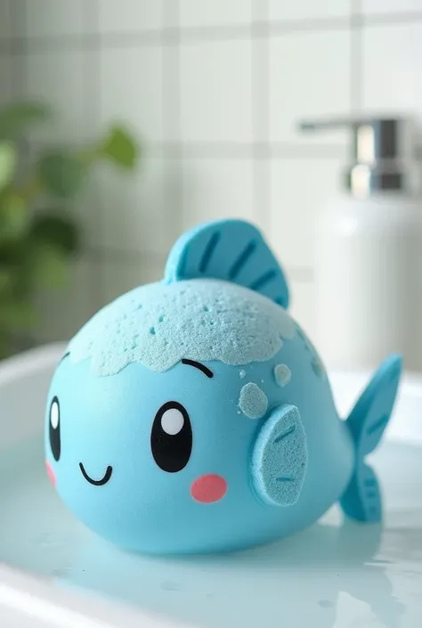 A cute blue bath bomb in the shape of a fish