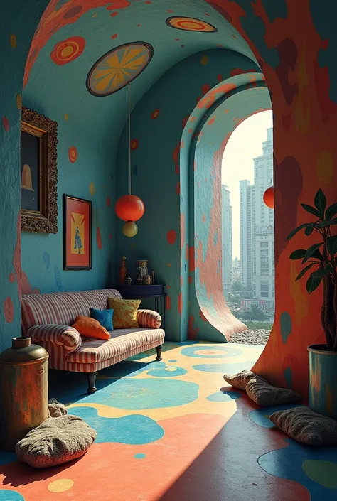 Create a distorted ,  room that distorts reality 