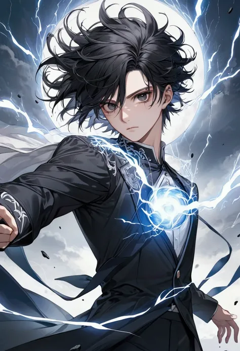 Male, thunder Element, Black Hair, Black Eyes