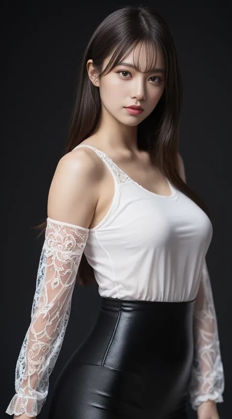 Elegant Upstream Social Elite Secretary,alone,(full body shot:1.4),(Wearing Tulle Transparent U neck tanktop, chiffon Leggings:1.3),  Working in the office,Wearing Black Lace Stockings,Wearing High Heels,

(masterpiece,best Quality:1.4),(single focus,32K,H...