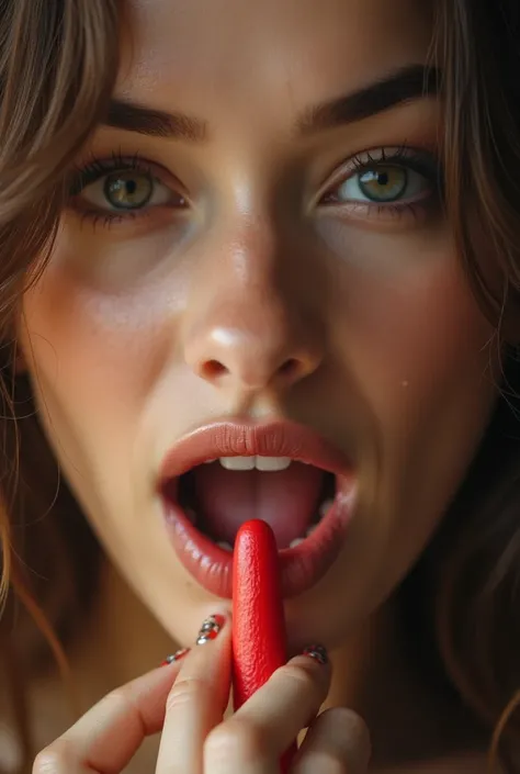 Beautiful woman with a penis in her mouth 