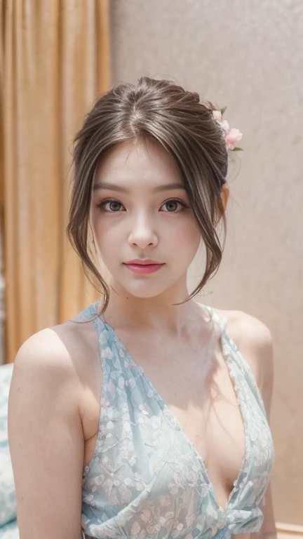 realistic, ultra detailed, photo display from head to toe, a 23 year old girl, wearing a tank top and short skirt, naughty expression, no makeup, bare face, beautiful face, sweet face, hands 1:3, ((small breast, perfect round :1.1)), soft color grade, ((sh...