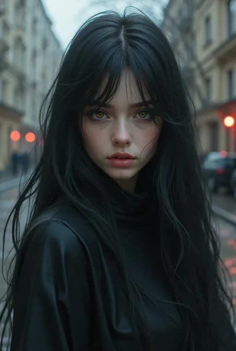  Russian girl   ,   looks at the viewer,   Very long hair  ,   , masterpiece,  high definition , HD model, Stalins five-story buildings ,Anime style, Artistic, Gothic, 