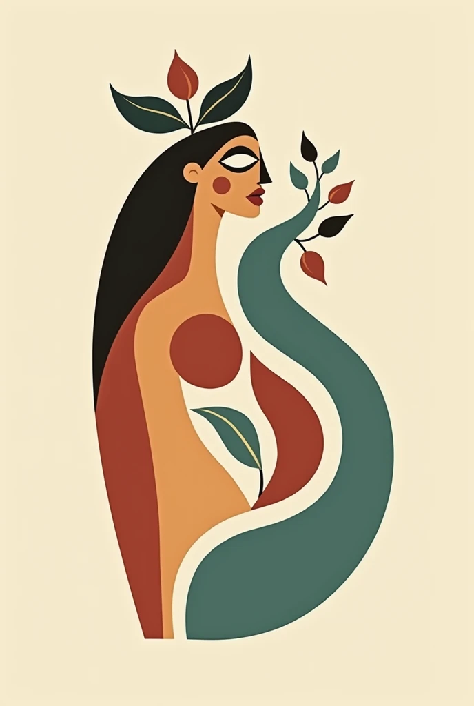  generate a logo with few lines inspired by the Valdivia culture of Ecuador, , highlighting the symbols and shapes of pre-Columbian ceramics , especially the ugly representations that evoke femininity ,  fertility and connection with nature .  The logo sho...