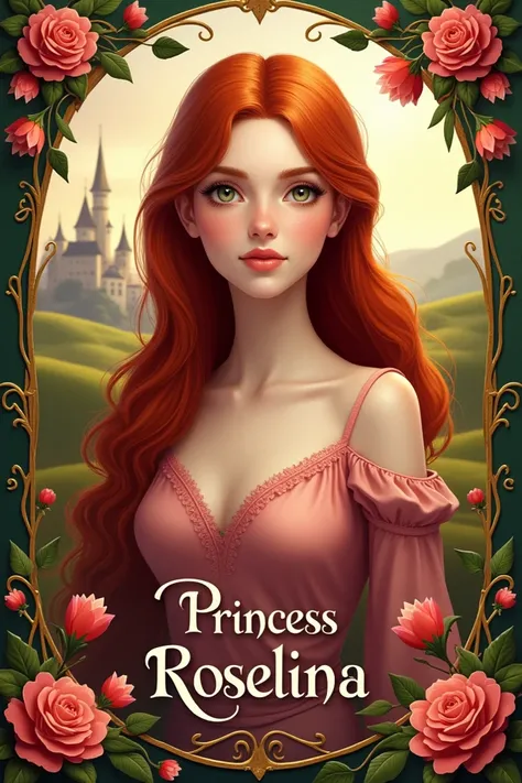 A book cover of a girl with long red hair with the words Princess Roselina