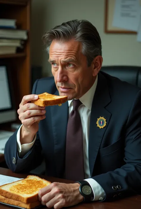 a pfp of a FBI agent eating toast