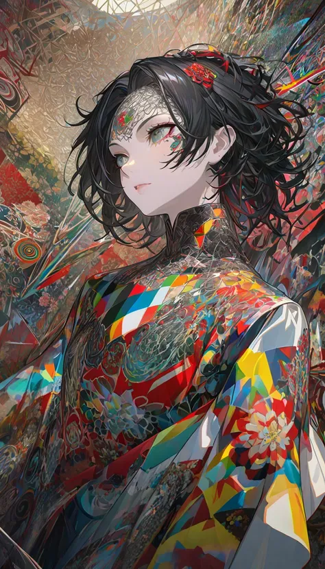 official art, unity 8k wallpaper, ultra detailed, beautiful and aesthetic, masterpiece, best quality, chinese style, (zentangle, mandala, tangle, entangle), ecstasy of flower, 1girl, extremely detailed, dynamic angle, cowboyshot, the most beautiful form of...