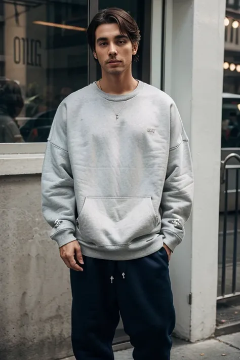 Men style oversized Sweatshirt with pant for Instagram post