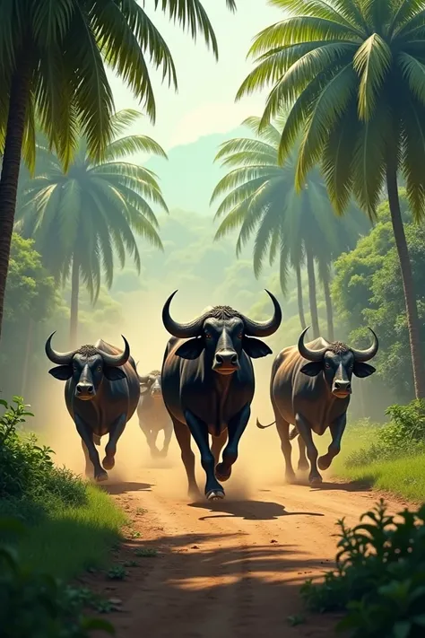 My local, from the motto, very oil palm, has a tradition of running buffaloes lining the forests of Lam Nau, Suan Yang, amid agriculture, the sacred black gold lord.