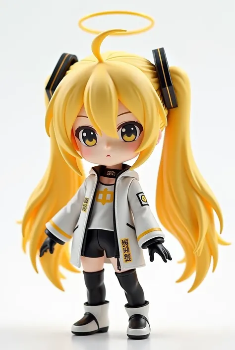 SD Character,The doll has a full body and looks like an angel ,    Cyberpunk , golden hair in Good Smile Company anime style , The photo is、Shi Tao,   has become a hot topic in the CG Society , Neo-Dada, from   Arknights, style as   Nendoroid  ,   Arknight...