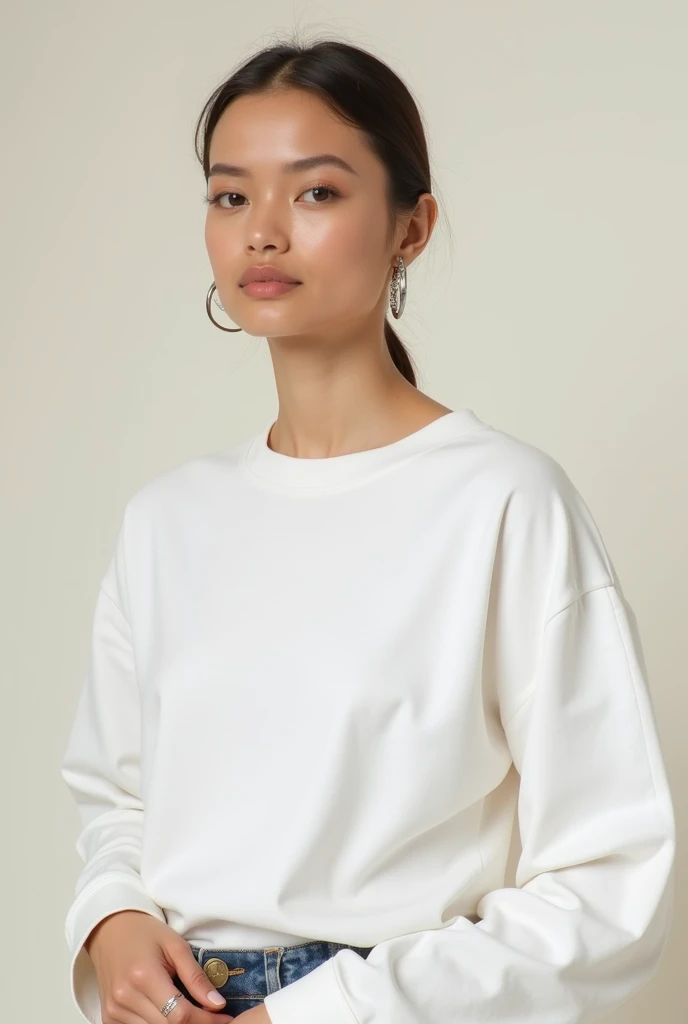 White over sleeved t shirt for Instagram advertising 