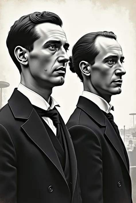 Wilbur and Orville wright in black and white graphics