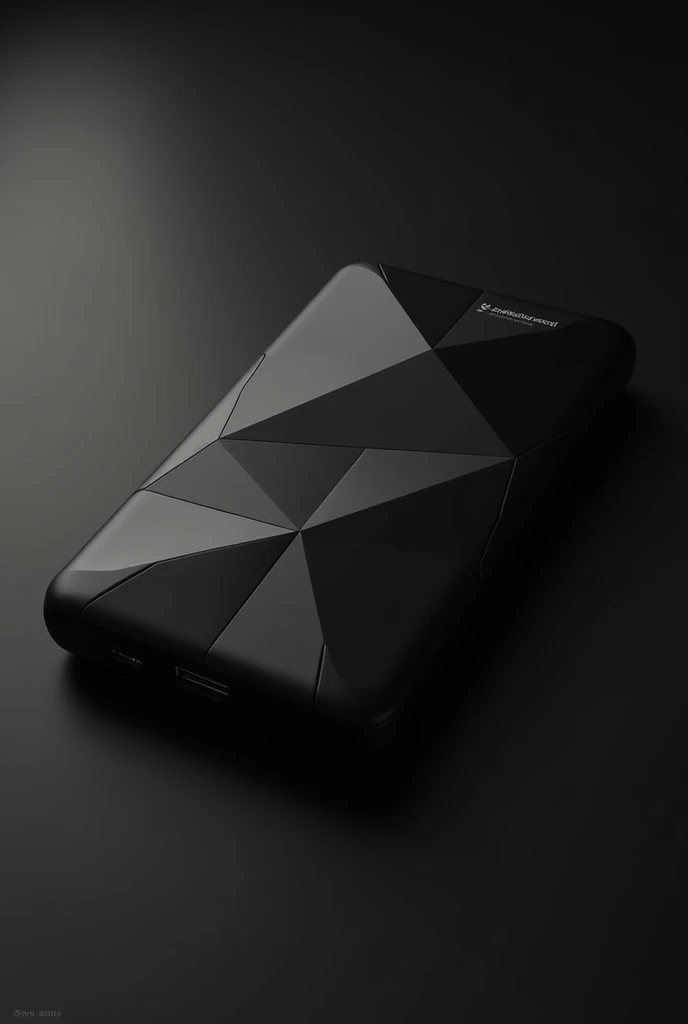 create a black image 
a powerbank with geometric fogurs