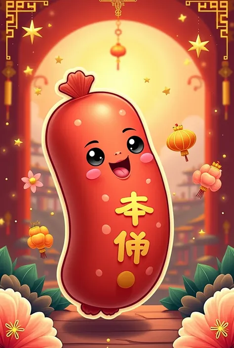 sticker sausage, Tet, red